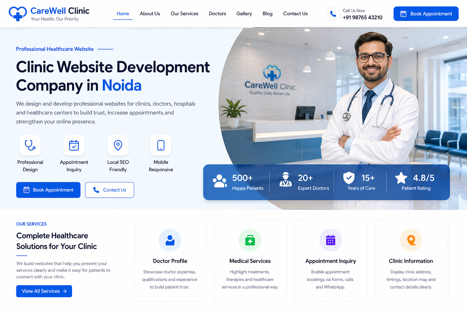 Clinic website development company in Noida for doctors and healthcare businesses